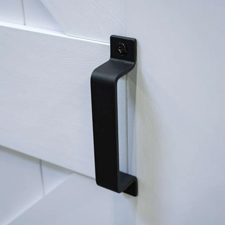 inova Schiebetür Komplettset weiß 1025x2150mm, Scheunentor mit offener Laufschiene schwarz und Softclose – Bild 4
