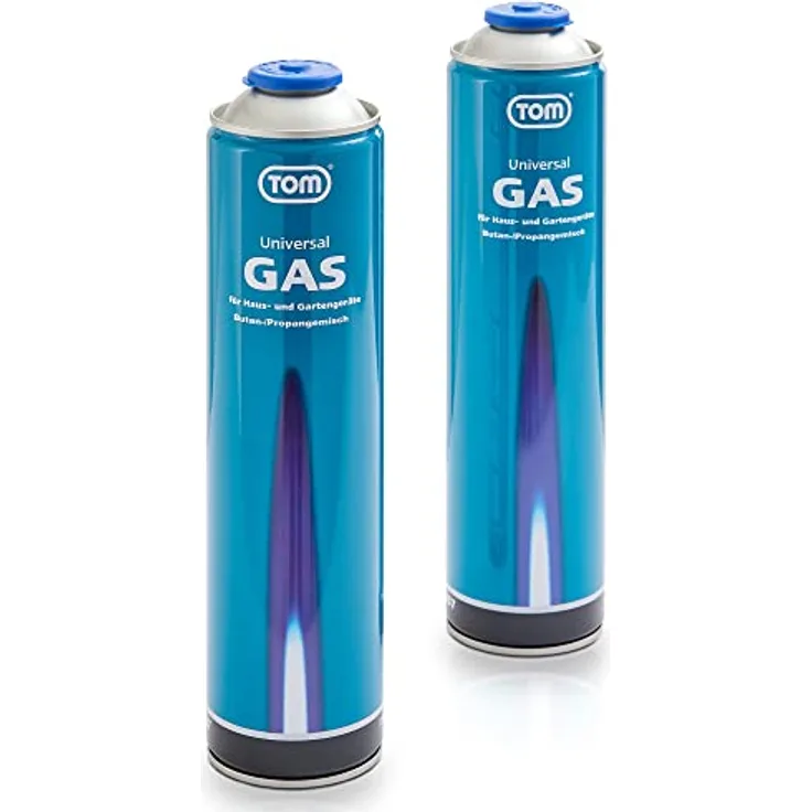 TOM LG-600, 2 x, 4 x oder 8 x 330 g Universalgas Kartuschen mit Schraubgewinde, ideal für Unkrautbrenner, Abflämmgerät und Campingkocher
