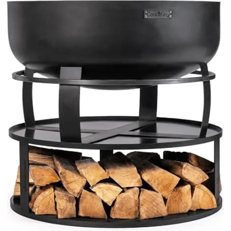CookKing Feuerschalenbasis Ø 82 cm, Robuste Bodenplatte & Holzlager aus Stahl, Wetterfest & langlebig, Handmade in Europe – Bild 3
