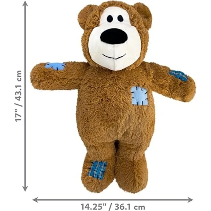 KONG Wild Knots Jumbo Bear, Riesiger Plüsch-Teddybär mit Seilskelett und Quietscher, ideal für Hunde aller Größen – Bild 5