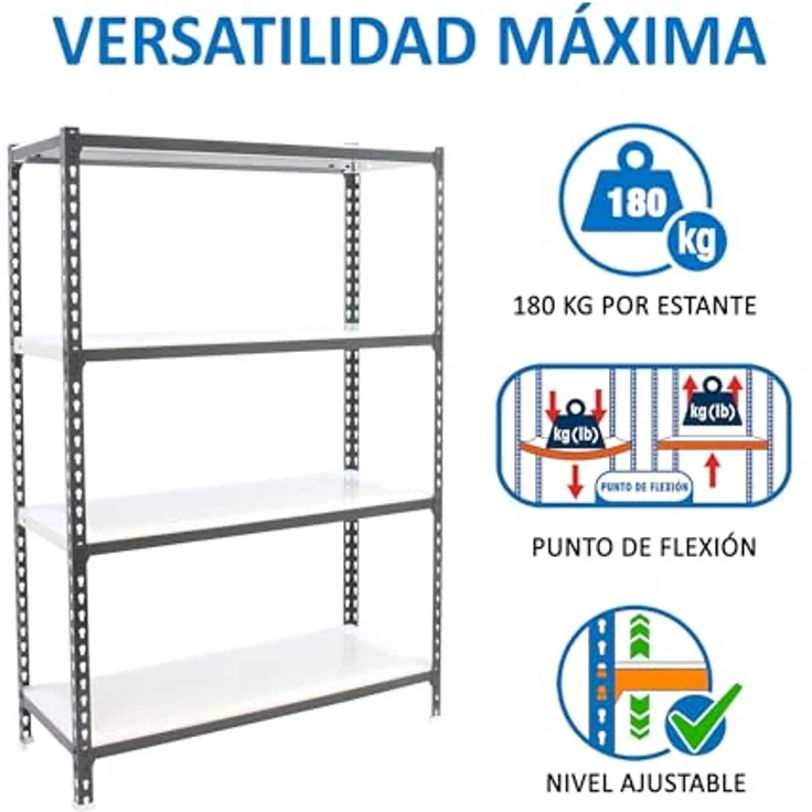 Simonrack Simonclick Plus Metallregal, 150 x 100 x 30 cm, 4 Böden, Traglast 180 kg, anthrazit/weiß, steckbar – Bild 4