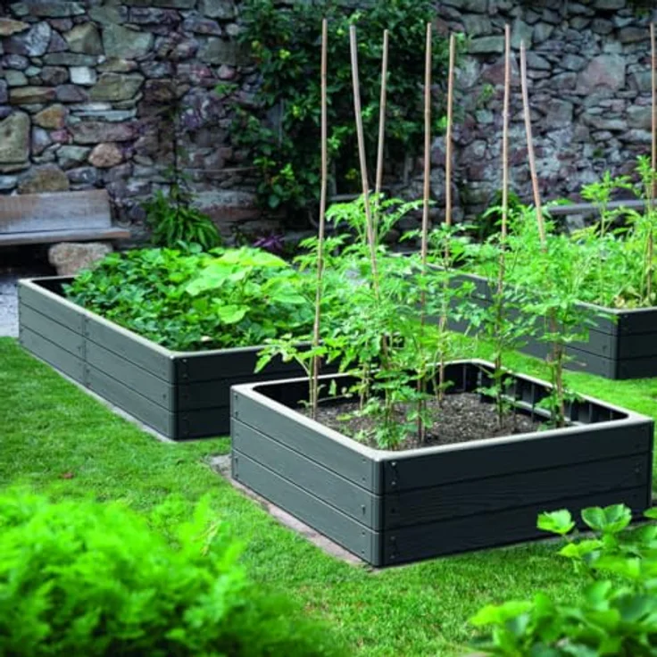 Prosperplast Gartenbeet Erhöhtes Beet für Gemüse, großer Pflanzbehälter, anthrazit – Bild 6