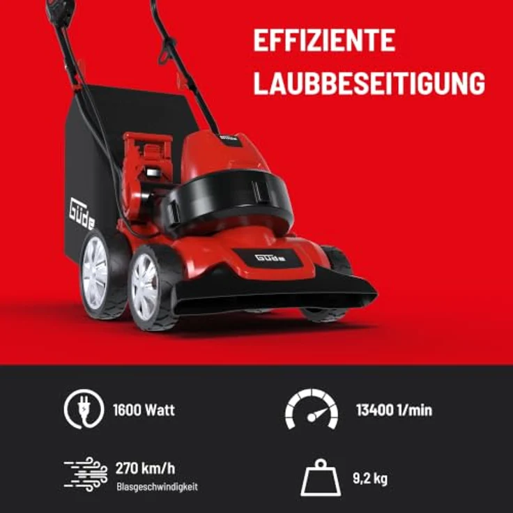 GUEDEAKTIVBANK Laubsauger GFLS 1601 3in1, leistungsstark mit Saug-, Blas- und Häckselfunktion, 45 L Laubfangsack, höhenverstellbar – Bild 3
