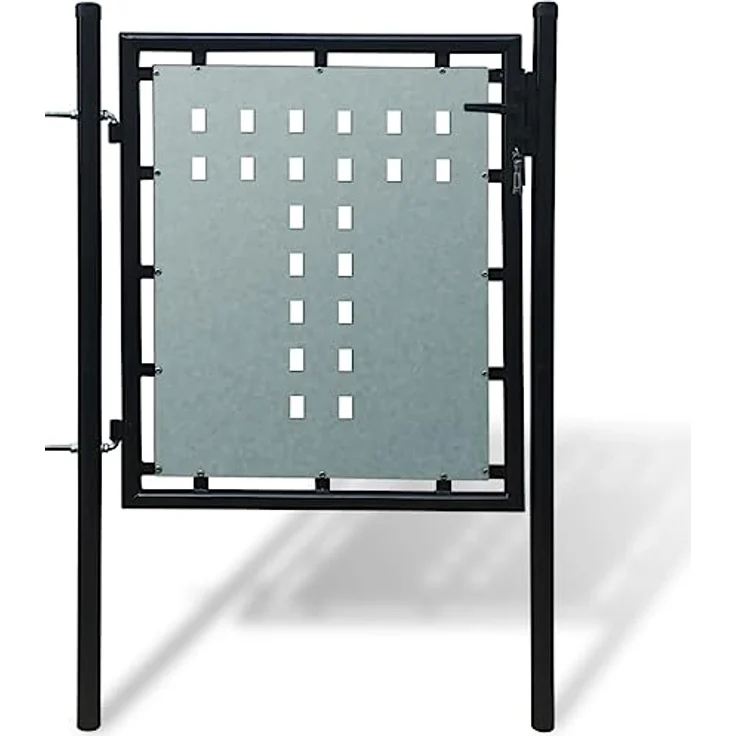 Zauntor Gartentor Einzeltor schwarz silber 100 x 125 cm – Bild 2