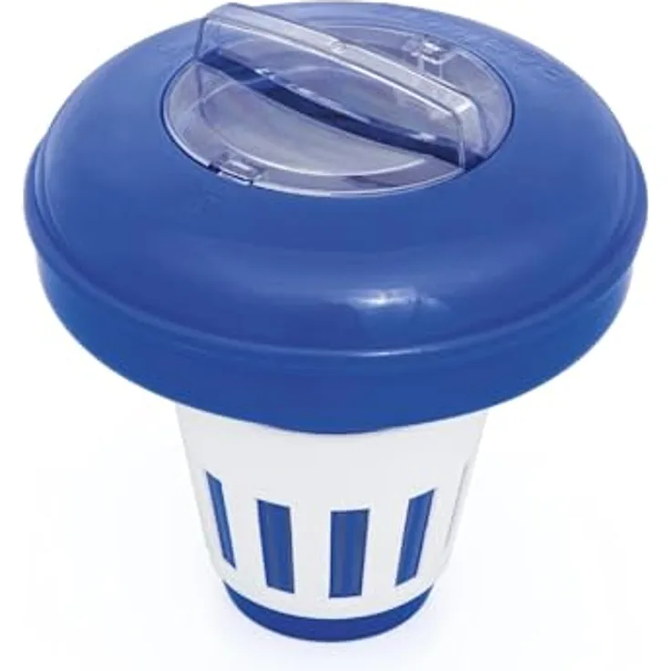 Bestway Flowclear Dosierschwimmer, 16,5 cm Ø, Blau Weiß, für Tabletten bis Ø 7,6 cm, präzise Dosierfunktion für kristallklares Poolwasser