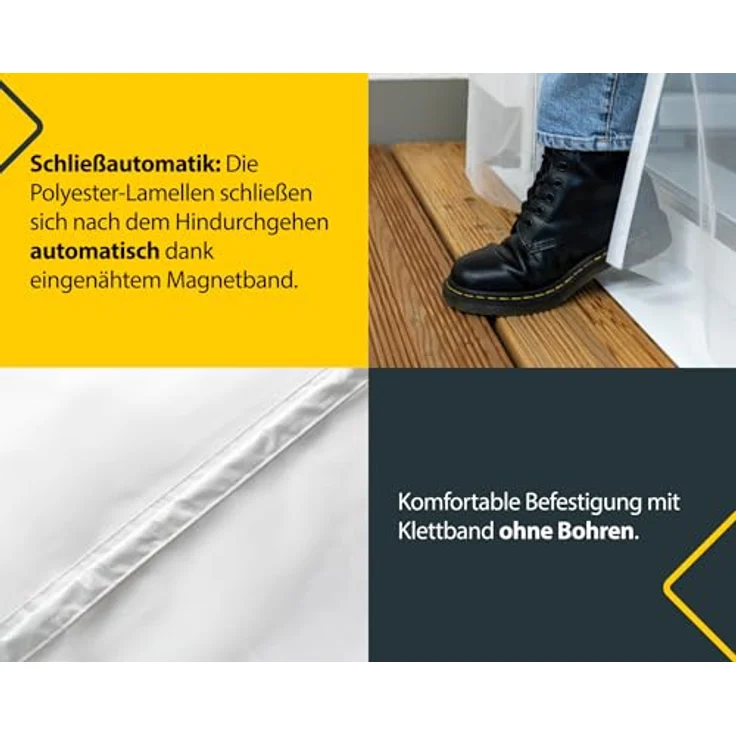 SCHELLENBERG Insektenschutz-Vorhang "Insect Stop Magnetic", Magnetvorhang für Balkontüren und Terrassentüren, ohne Bohren, UV-beständiges Fliegengitter, 90 x 210 cm oder 120 x 240 cm, weiß – Bild 9
