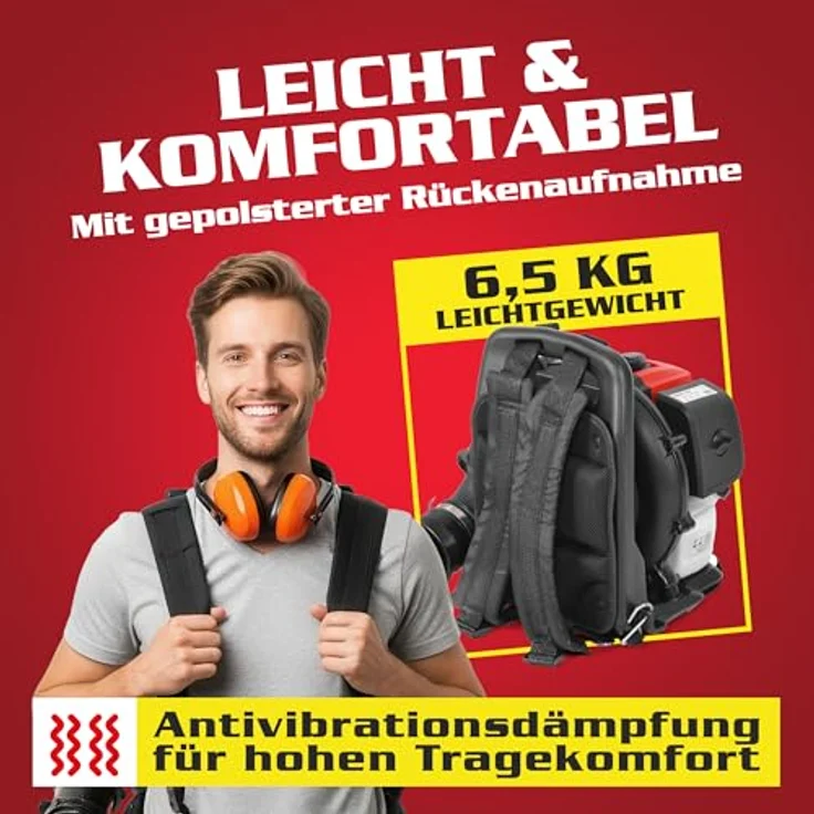 Hecht 943 Benzin-Rückenlaubbläser, 1,7 PS, 900 m³/h, 43 cm³, ergonomischer Tragegurt – Bild 4