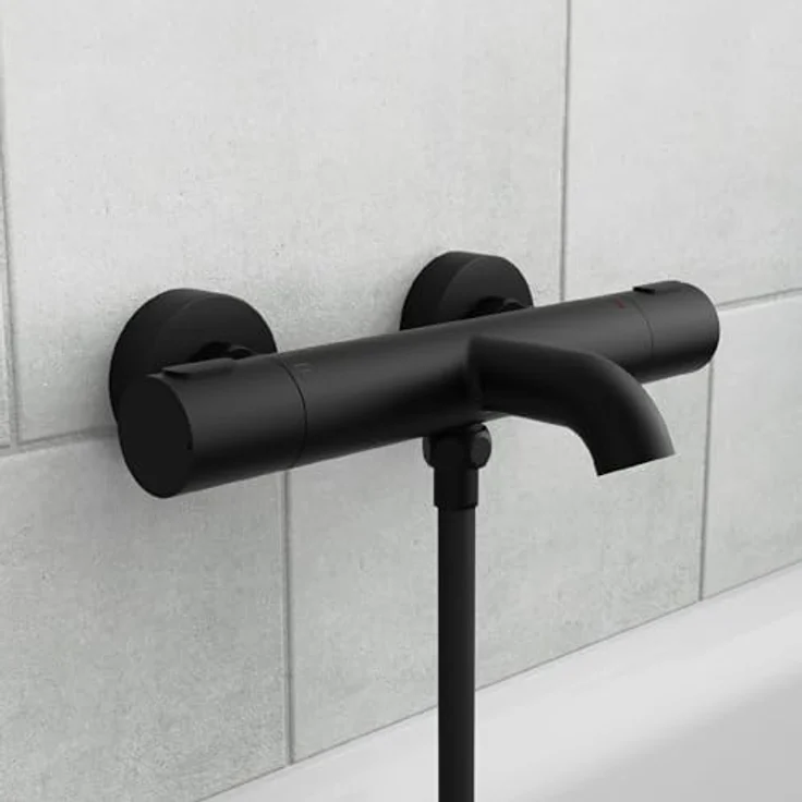 Schütte Thermostat Wannenfüllarmatur Los Angeles, Schwarz Matt, mit Eco-Stopp-Funktion und Sicherheitssperre bei 38°C – Bild 7