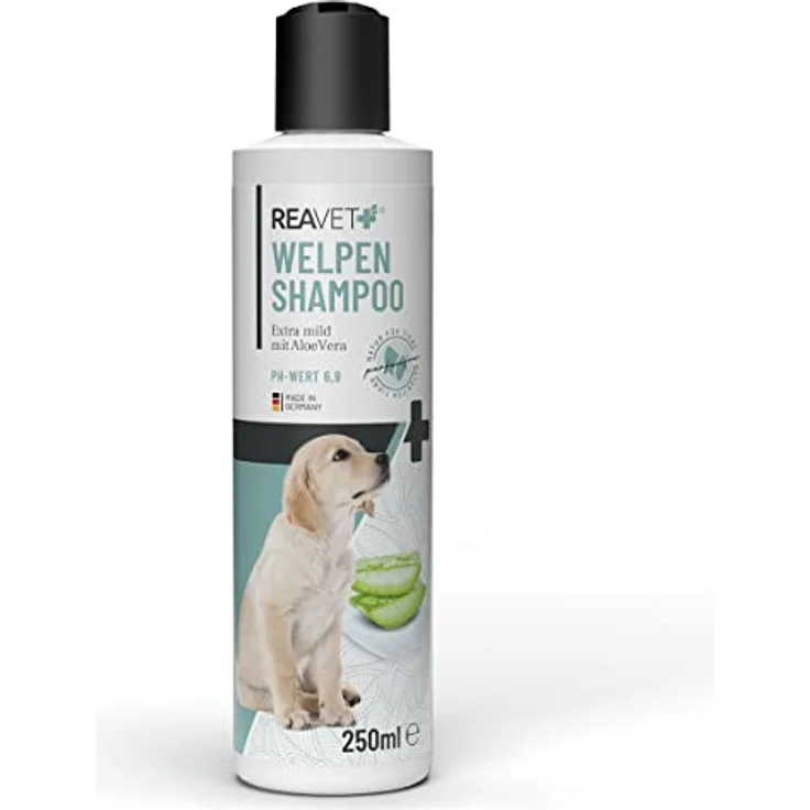 ReaVET Welpenshampoo Aloe Vera 250ml – extra mild für Hunde Welpen I Hundeshampoo, Shampoo für Hunde - glänzendes & leicht kämmbares Fell, Parfumfrei, Hundeshampoo Sensitiv – Bild 1
