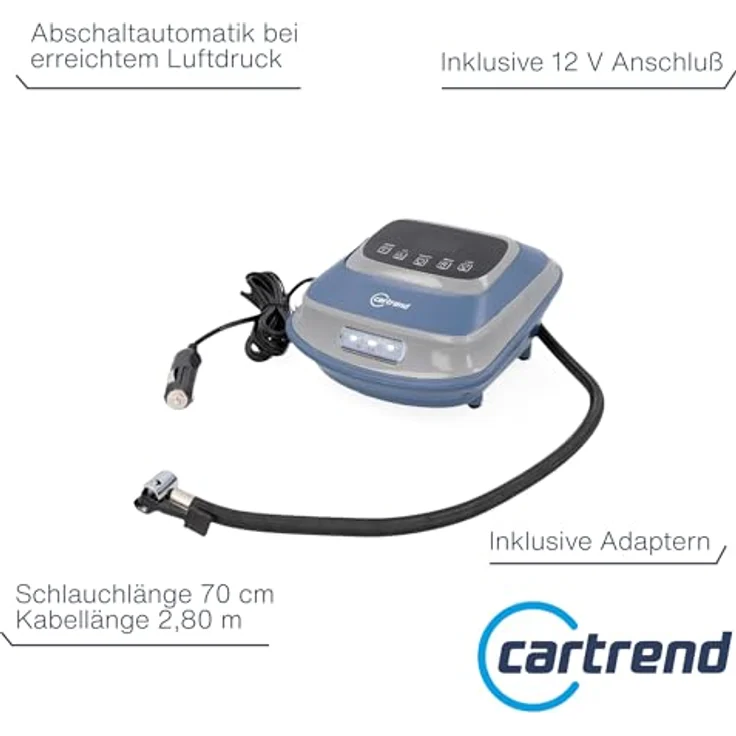 Cartrend Kompressor 10 Bar, Luftpumpe mit Abschaltautomatik und LED Arbeitsleuchte – Bild 2