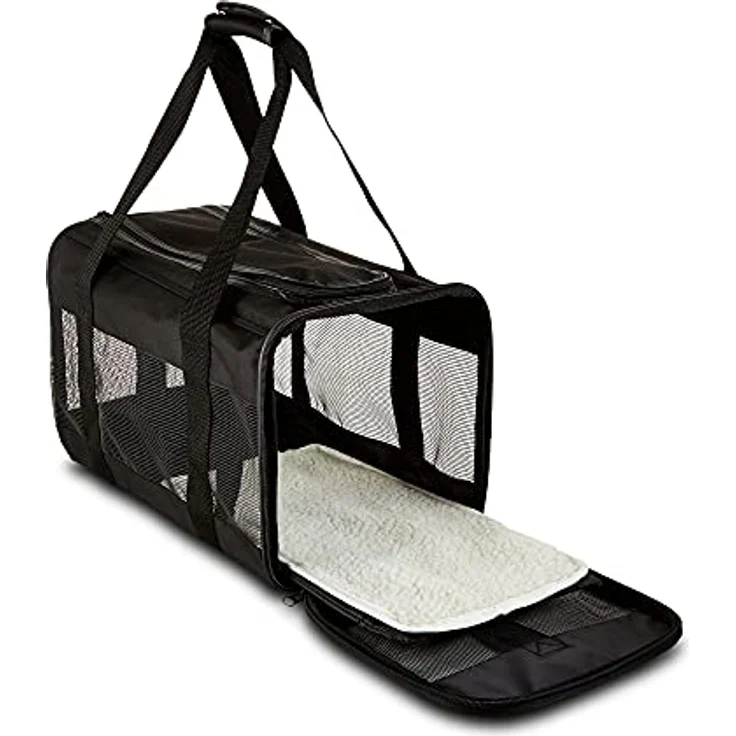 Amazon Basics Transporttasche für Haustiere, weiche Seitenteile, Schwarz, Größe M – Bild 3