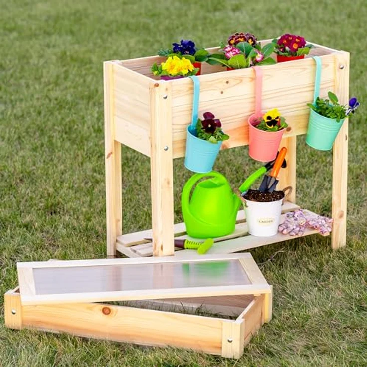 ITA Frühbeet Aufsatz aus Holz, 80x37x10 cm, wetterfest mit Polycarbonat Fenster, FSC-zertifiziert, ideal für ITA Hochbeete, Made in EU – Bild 4