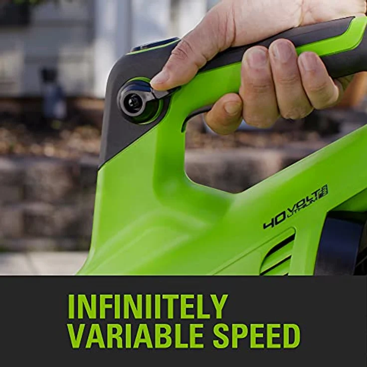 Greenworks G-Max Accu Bladblazer 40 V, akkubetriebener Laubsauger und -bläser mit bürstenloser Motorentechnologie, 2 Ah Akkus und Ladegerät, 2,2 kg, variable Geschwindigkeitsregelung – Bild 2