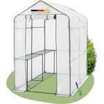 DELUKE® Tomatenhaus Pflanzenhaus Krisp - 120x186x190cm | Sturmfestes Gewächshaus mit Ablagen