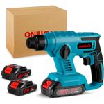 ONEVAN Akku-Bohrhammer, 0-1350 U/min, 2 Funktionen, mit 2x 2000mAh Akkus & Ladegerät, blau