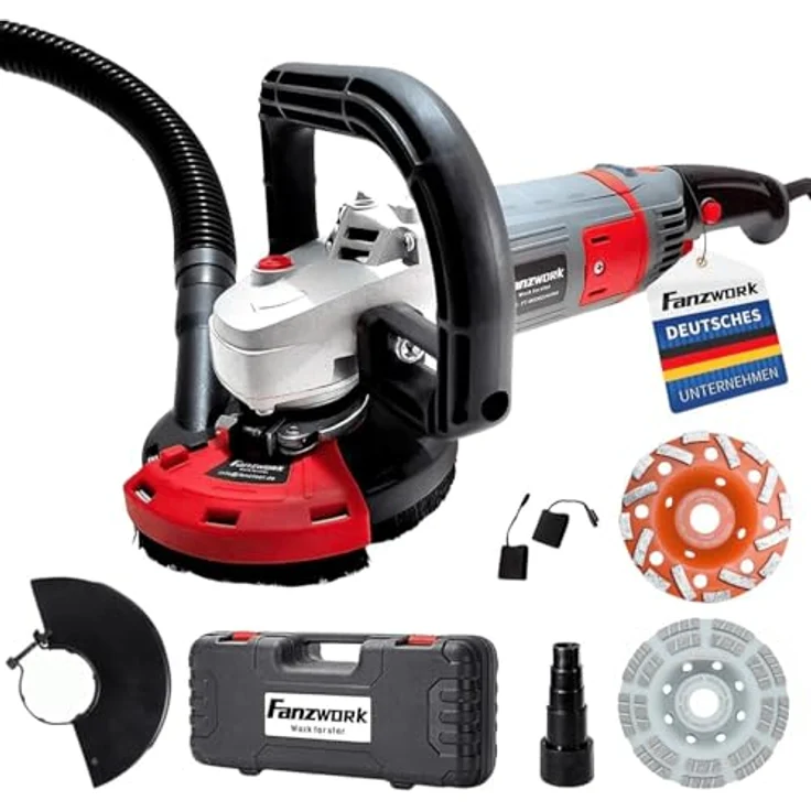 FANZTOOL Betonschleifer Set mit Diamantschleiftopf und Premium Absaughaube 1500W-125mmund – Bild 2