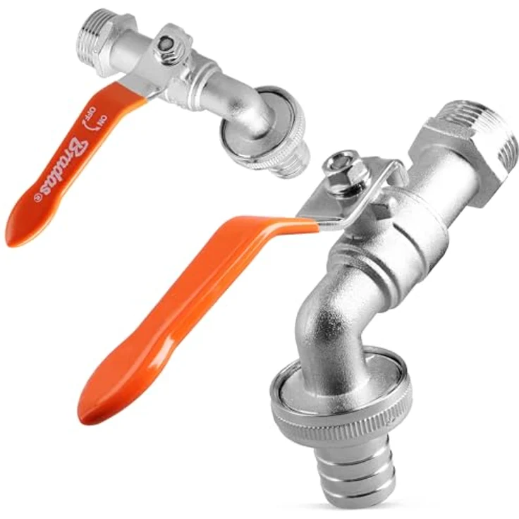 Bradas Auslaufkugelhahn 1/2" AG, Messing vernickelt, für Gartenschläuche, Temperaturbereich -10°C bis +110°C, max. Betriebsdruck 10 bar – Bild 1