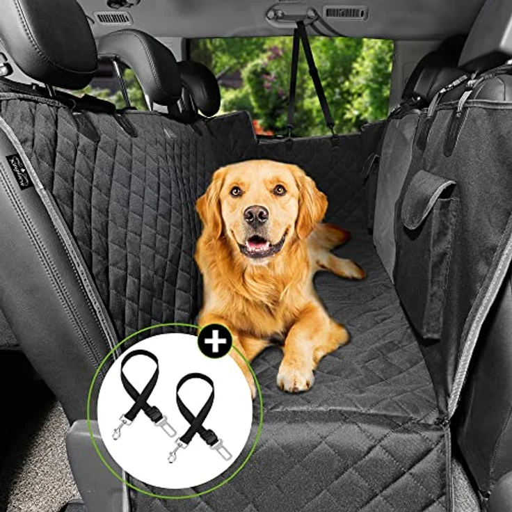 Kingsleeve® Autoschondecke Wasserdicht Kratzfest Universal Sichtfenster Sitzgurt rutschfest Hundedecke für Auto Rücksitz Rückbankschutz Hunde SUV – Bild 2