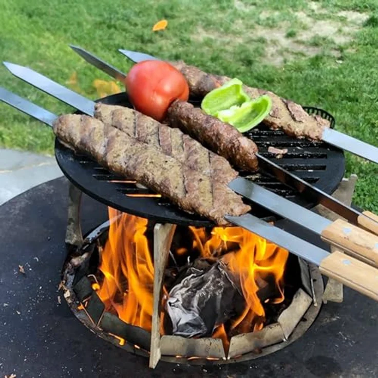Goutime Grillspieße, Edelstahl, 7 Stück, Holzgriffe, mit Tasche – Bild 6