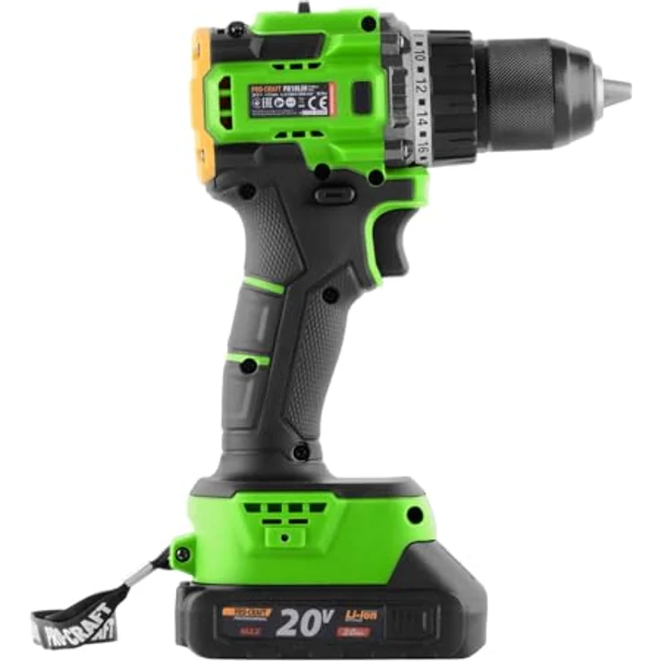 Procraft PA18LiH-1B-C, Akku Bohrschrauber 20 V mit 80 Nm, Bürstenlos, 2 Geschwindigkeitsstufen, 1x Akku 2,0 Ah, Ladegerät, Koffer – Bild 6