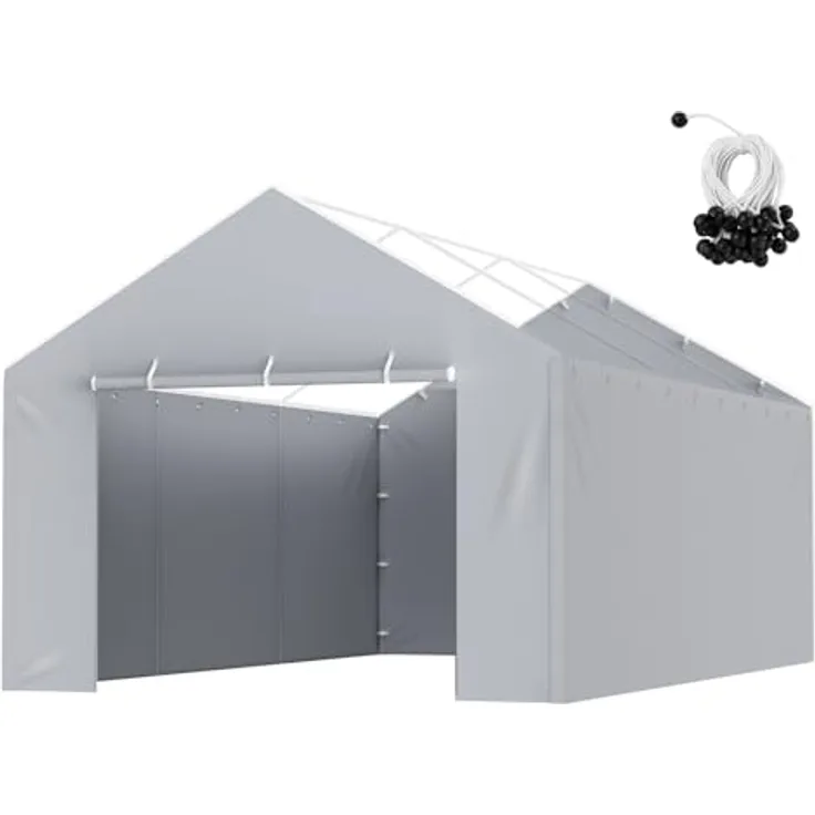 VEVOR Carport-Garagenzelt Seitenwand 610 x 364 cm, strapazierfähig, wasserdicht und UV-geschützt, grau