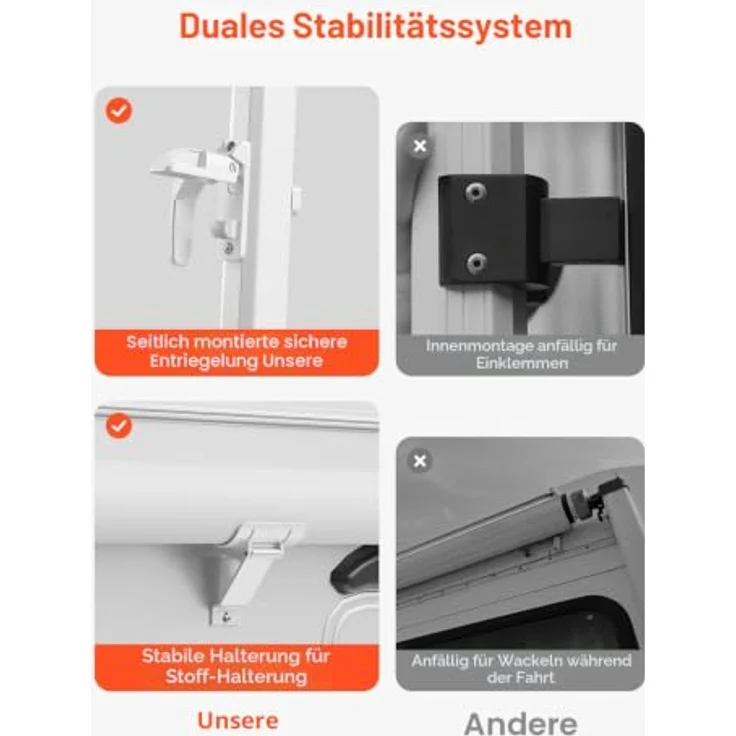 VEVOR Sonnensegel Universal Sichtschutz Wohnmobilmarkise 240 cm, Aluminiumrahmen mit weißer Halterung und blauem Farbverlaufstoff – Bild 5