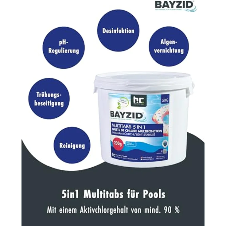 1 x 5 kg BAYZID Multitabs 200g 5in1 für Pools – Bild 2