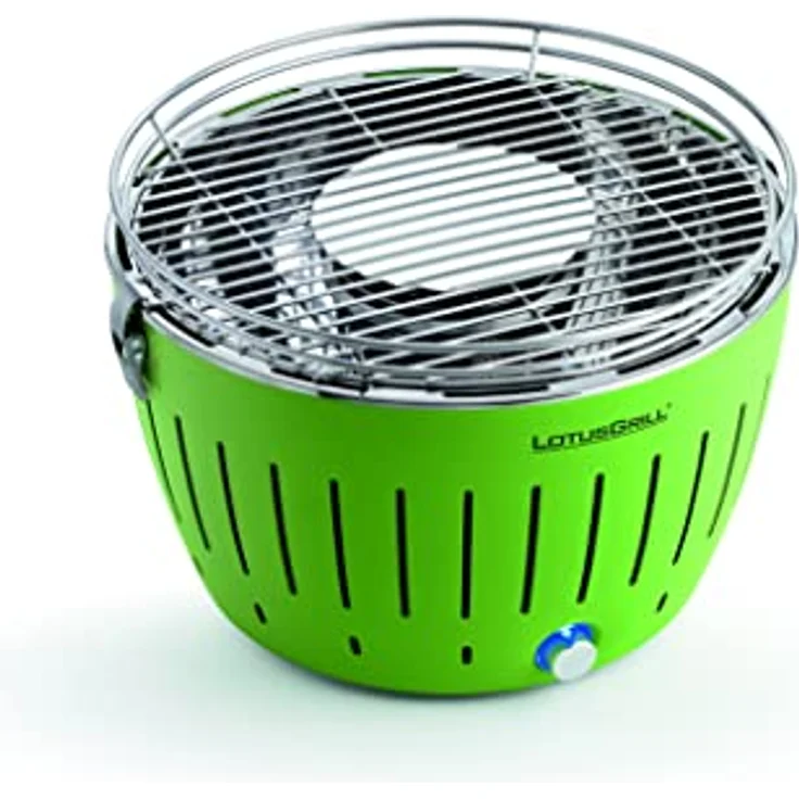 LotusGrill Starter-Set Classic 1x Grill Limettengrün USB-Anschluß, 1x Buchenholzkohle 2,5 kg, 1x Brennpaste 200ml, 1x Zange (Farbe nach Vorrat), 1x Transport-Tragetasche - der raucharme Holzkohlegrill – Bild 2