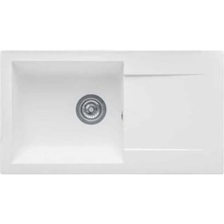STRADOUR Spüle EINNA SMC WHITE UNI, 1 Becken, 78 x 43,5 cm, manuelle Entleerung, eingebettete Installation – Bild 1