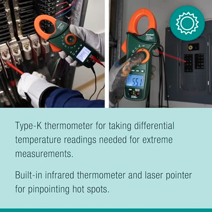 Extech Spannungsprüfer Extech EX820A Stromzange digital IR-Thermometer CAT IV 600 V A – Bild 6
