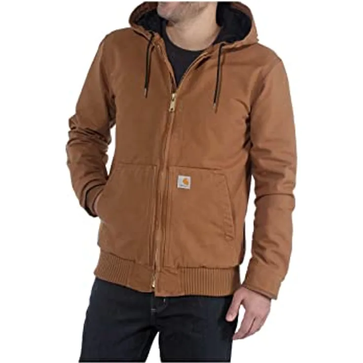 Carhartt Duck Active, Arbeitsjacke aus schwerem Baumwoll-Entenmaterial mit 3M Thinsulate-Isolierung, schwarz, Größe S