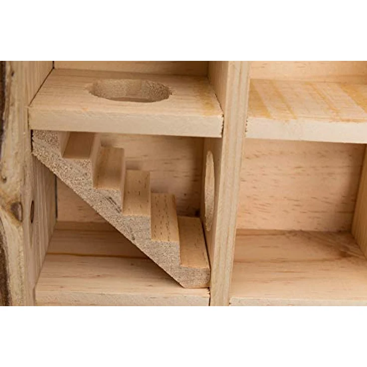 TRIXIE Natural Living Spielturm für Mäuse und Zwerghamster, mit 9 Kammern, Rindenholz, 30 x 30 x 10 cm – Bild 5