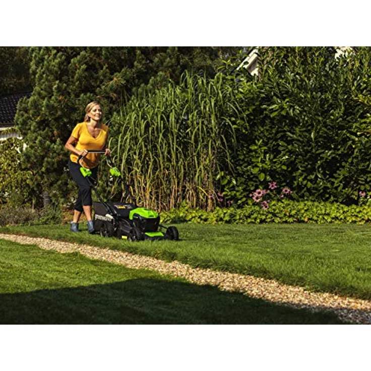 Greenworks Akku-Rasenmäher GD40LM46SP (Li-Ion 40V 46cm Schnittbreite bis 750m² 3in1 Mulchen Selbstfahrantrieb Seitenauswurf 55l Fangkorb 7-fache Schnitthöhenverstellung ohne Akku und Ladegerät) – Bild 3