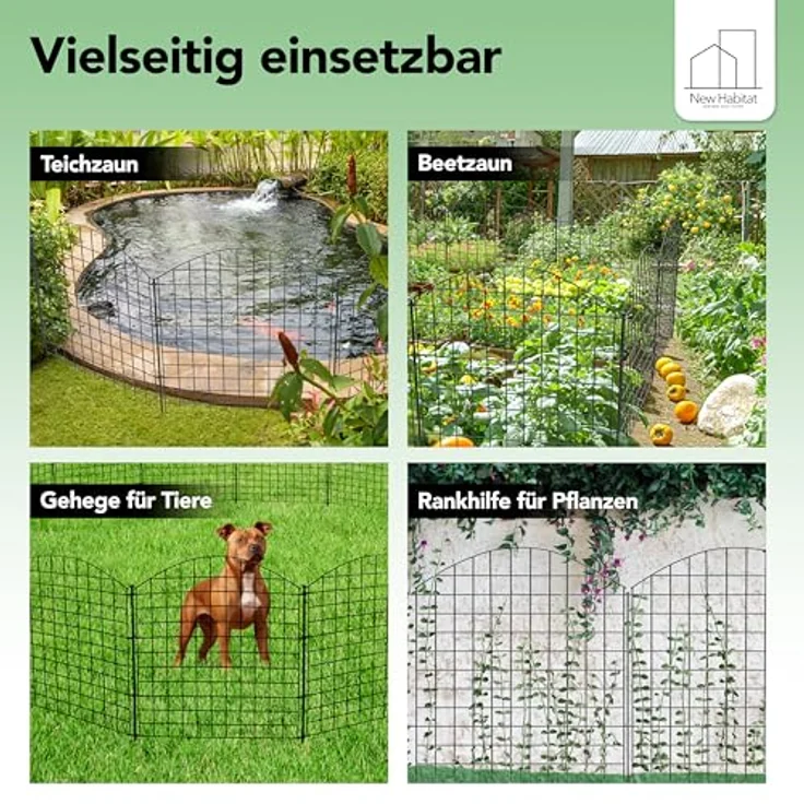 NewHabitat Teichzaun Steckzaun aus Metall, wetterbeständig, 10 Elemente, anthrazit – Bild 5