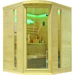 LinJa Sauna Oravi, BxTxH: 150 x 150 x 200 cm, Hemlockholz, 6kW Ofen, Salzstein