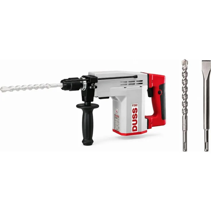 DUSS P26CSET Kombihammer Set, 710 Watt, 230 Volt, 2,7 Joule, SDS Plus, ergonomischer Soft-Grip-Griff, für Bohrdurchmesser bis 26 mm in Beton