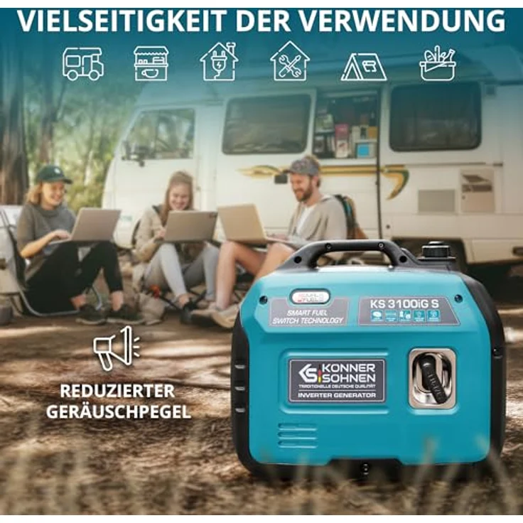 Könner & Söhnen LPG/Benzin-Inverter-Generator KS 3100iG S, 3100 W Höchstleistung, schallgedämmtes Gehäuse, 2 USB-Anschlüsse, ECO-Modus, Kupferwicklungen – Bild 7