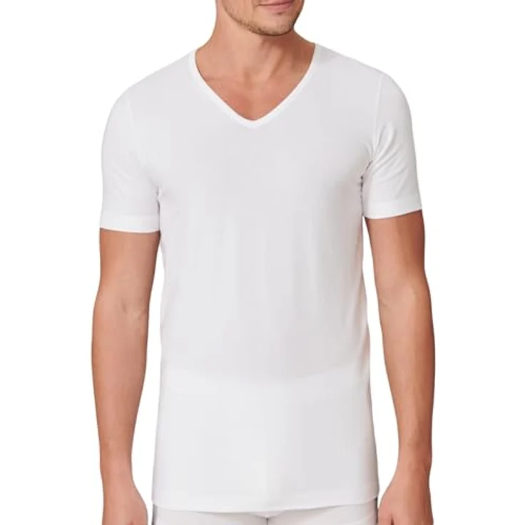 Schiesser Herren Shirt, Kurzarm, V-Ausschnitt, Weiss, XXL, aus 95% Organic Cotton und 5% Elastan – Bild 2