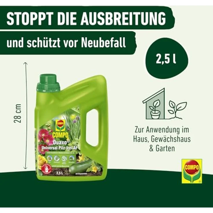 Compo Duaxo Universal Pilz-frei AF, 2.5 L, Anwendungsfertiges Fungizid-Spray gegen Pilzkrankheiten an Zierpflanzen, Gemüse und Kräutern – Bild 4