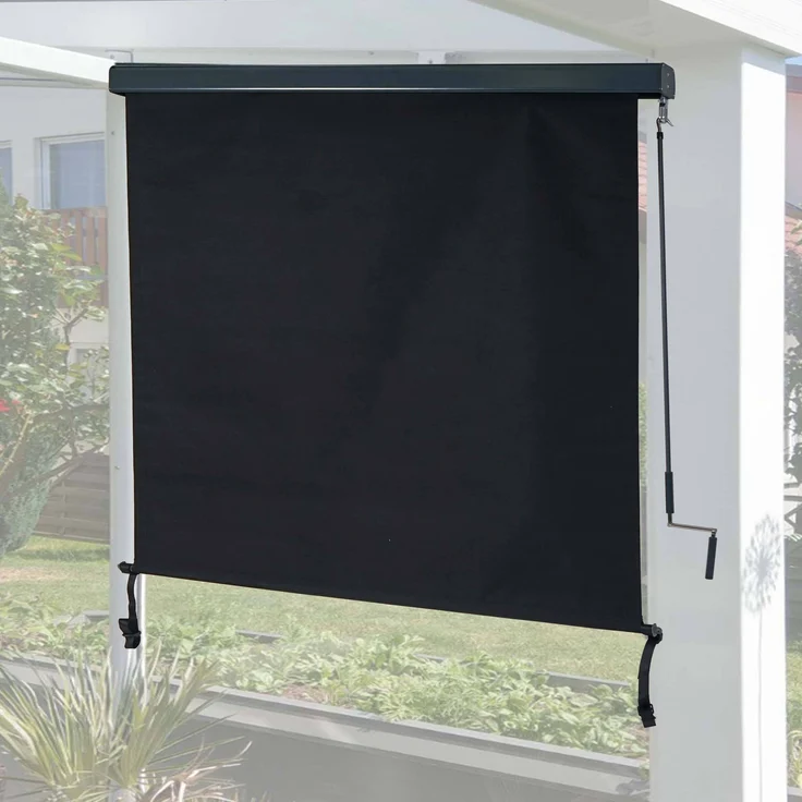 Mendler Vertikalmarkise MCW-F42, Senkrechtmarkise Sichtschutz Außenrollo Rollo, UV-Schutz 50 Stoff 250x180cm, schwarz