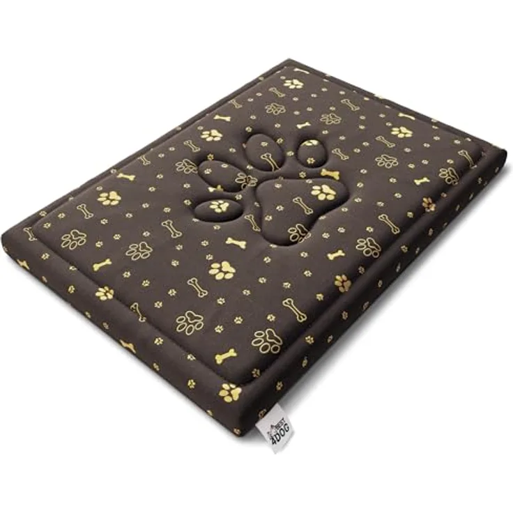 FDM Puddy wasserdichtes Hundebett 70x60 cm Polyurethanschaum mit waschbarem Bezug Braun/Gold