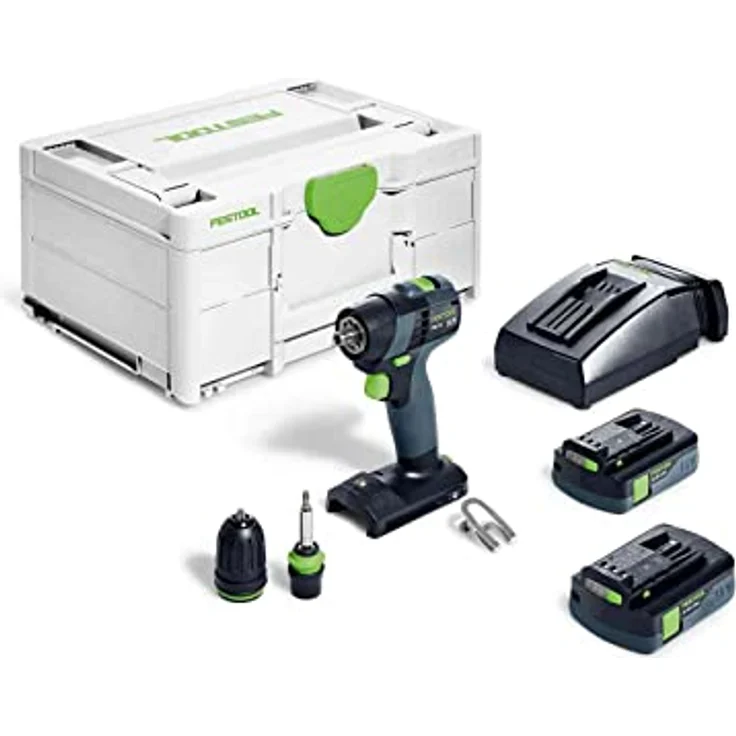 Festool Akku-Bohrschrauber TXS 18 C 3,0-Plus (mit Akkupacks BP 18 Li 3,0 C, Schnellladegerät, Magnet-Bithalter, Werkzeugfutter, Schnellspannbohrfutter, Bit, Gürtelclip), im Systainer – Bild 2