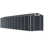 vidaXL Gerätehaus, Gartenhaus mit Schrägdach Griffe, Gartenschuppen Schuppen mit Stauraum, Geräteschuppen Metallschuppen, Anthrazit 191x980x198 cm Verzinkter Stahl