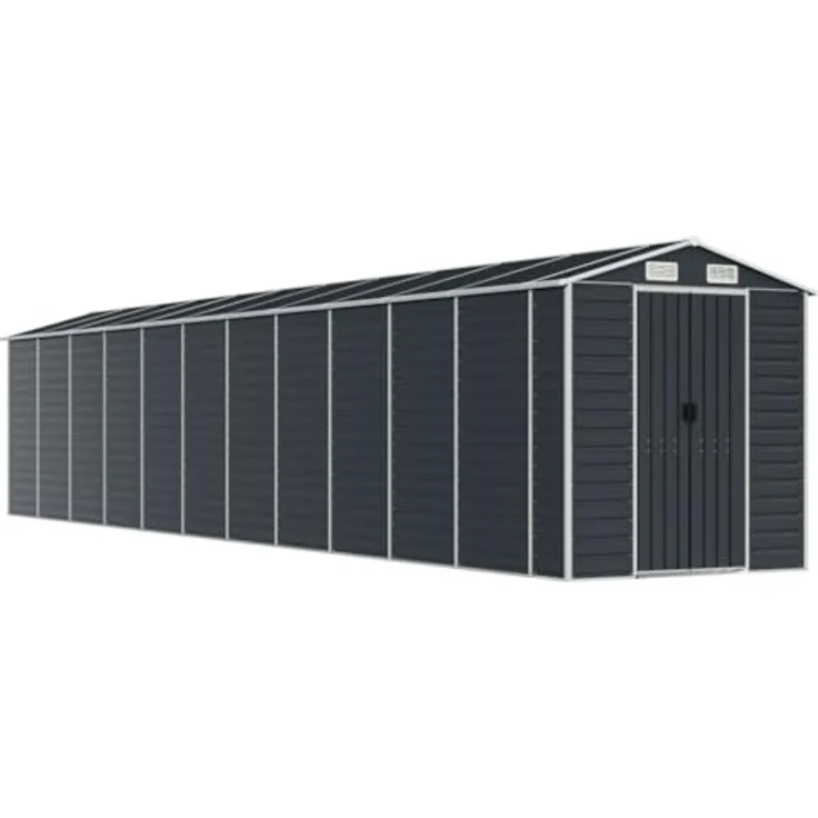 vidaXL Gerätehaus, Gartenhaus mit Schrägdach Griffe, Gartenschuppen Schuppen mit Stauraum, Geräteschuppen Metallschuppen, Anthrazit 191x980x198 cm Verzinkter Stahl – Bild 1