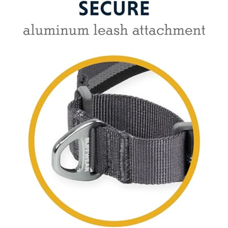 RUFFWEAR Web Reaction Hundehalsband, verstellbares Martingal-Halsband mit Aluminium-V-Ring und seitlicher Öffnung, bequemer Stoff, reflektierendes mit Schlauchlock-Gurtband River Rock Green 17"-20" – Bild 5
