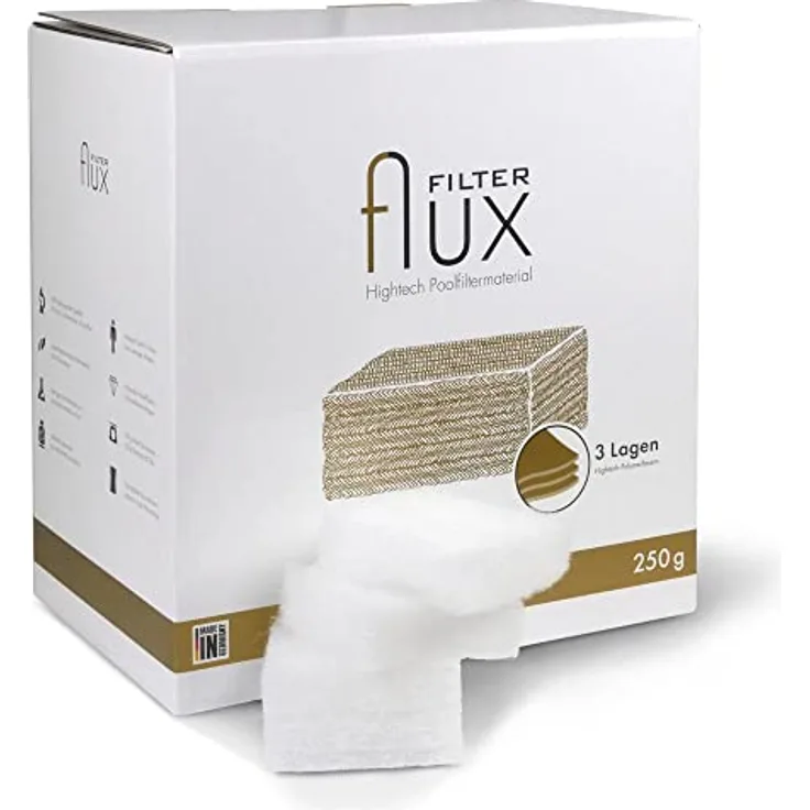 Filter Flux Hightech Poolfiltermaterial Made in Germany - Filtersegmente aus Polymerfasern für Pool und Schwimmbad - Ersetzt Filtersand Filterbälle oder Filterglas - Gold Silber Kartusche (250 g) - Preisvergleich