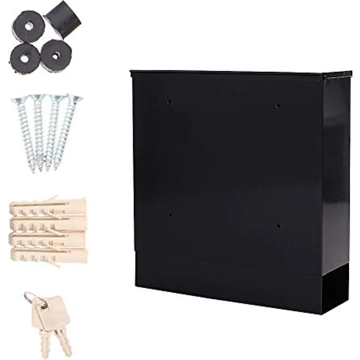 Rottner Briefkasten Design Mailbox schwarz, Tür aus Edelstahl, integrierte Zeitungsrolle, Namensschild, Sichtfenster, Zylinderschloss – Bild 6