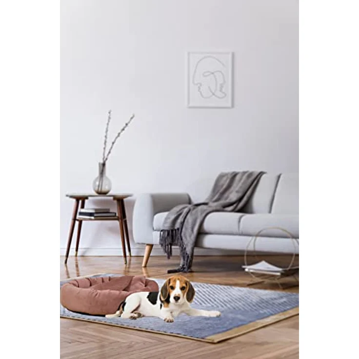 Rohrschneider Hundekissen Kuschelhöhle Denver Samt S-M-L mit Hundekotbeutelset (Rosé) - Vielseitiges Hundebett aus hochwertigem Samtstoff – Bild 4