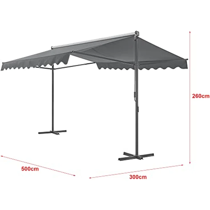 Standmarkise Selenizza freistehend 500x300x260cm Dunkelgrau (pro.tec) – Bild 3