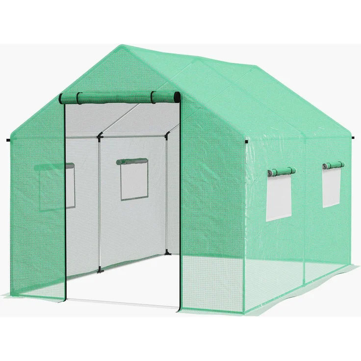 JTI GmbH Foliengewächshaus 2x3x2m, winddicht mit Rollfenster & UV-Schutz, stabile Stahlkonstruktion in Grün, ideal für Tomaten